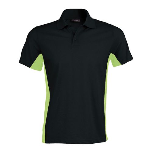 Polo Bicolore Homme - K232 - Noir - Lime - Manches Courtes