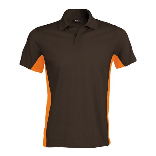 Polo Bicolore Homme - K232 - Gris - Orange - Manches Courtes
