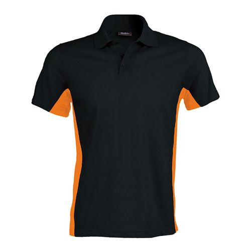 Polo Bicolore Homme - K232 - Noir - Orange - Manches Courtes