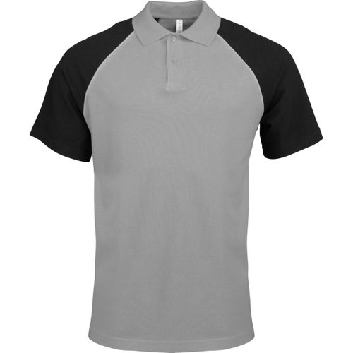 Polo Bicolore Baseball Homme - K226 - Gris - Noir - Manches Courtes