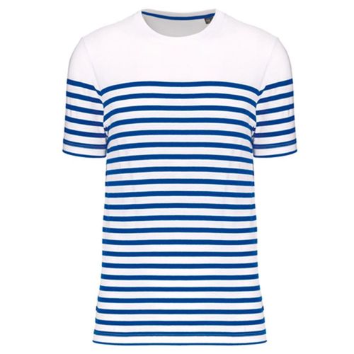 T-Shirt Rayé Coton Bio Marinière Homme - K3033 - Bleu Roi Et Blanc
