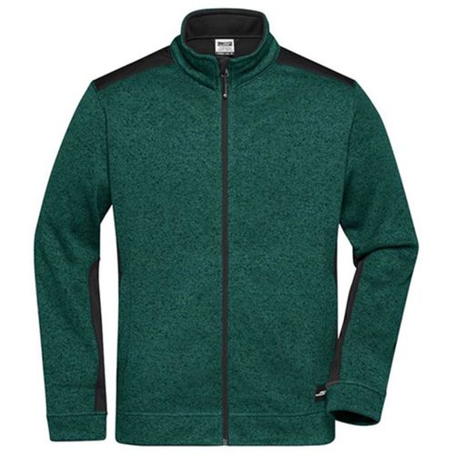Veste Polaire Tricot De Travail - Homme - Jn862 - Vert Bouteille Mélange Noir