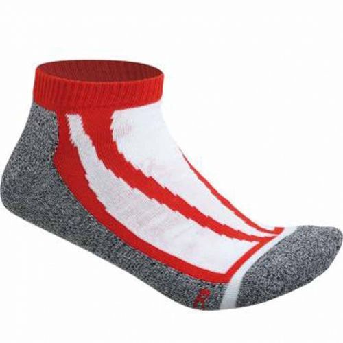 Chaussettes Basses De Sport - Jn209 - Rouge Et Gris - Sneakers Homme Femme