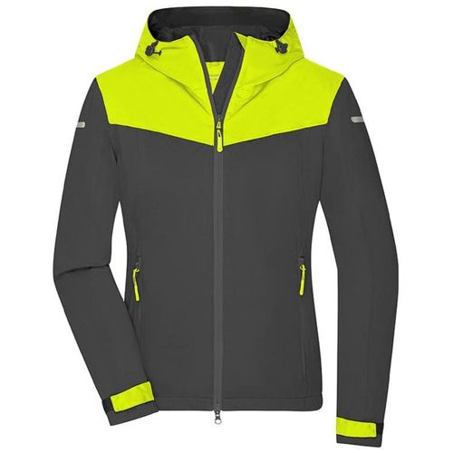 Veste 4 Saisons Softshell - Femme - Jn1179 - Gris Carbone Et Jaune Vif
