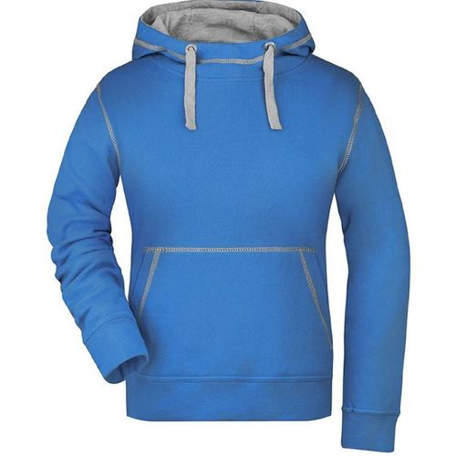 Sweat Shirt À Capuche Femme - Jn960 - Bleu Cobalt Et Gris