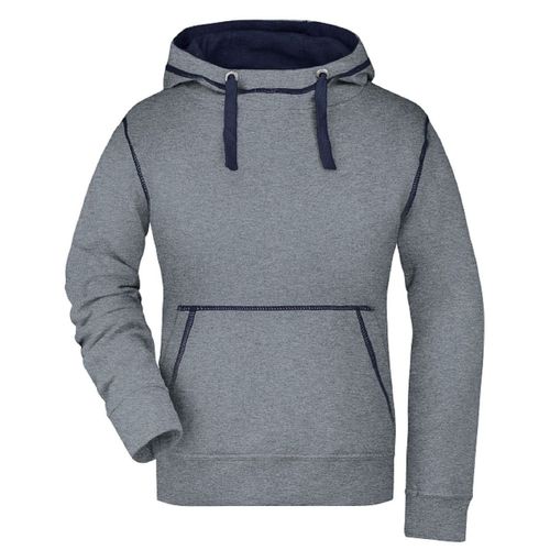 Sweat Shirt À Capuche Femme - Jn960 - Gris Et Marine