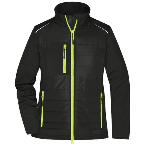 Veste Technique - Femme - Jn1819 - Noir Et Jaune Néon