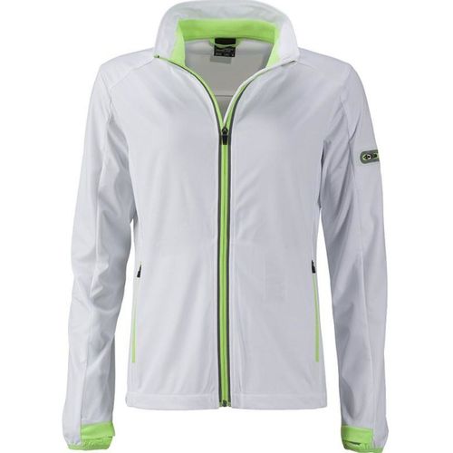 Veste Softshell Sport - Femme - Jn1125 - Blanc Et Vert Vif