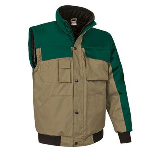 Blouson Hiver Homme Manches Amovibles Scoot - Marron Kamel Et Vert
