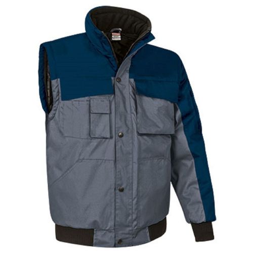 Blouson Hiver Homme Manches Amovibles Scoot - Gris Et Marine