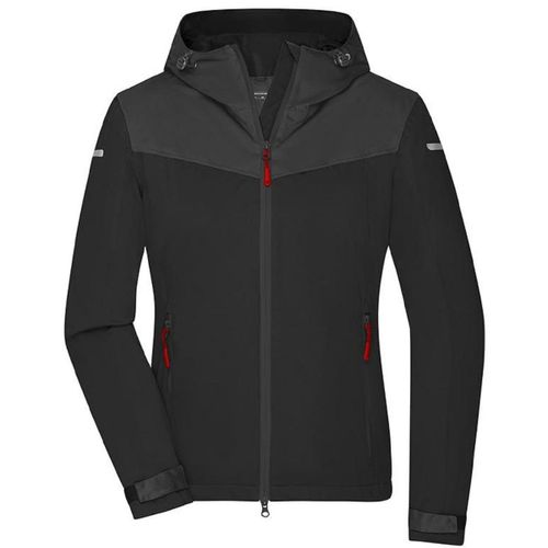 Veste 4 Saisons Softshell - Femme - Jn1179 - Noir Et Carbone Et Rouge