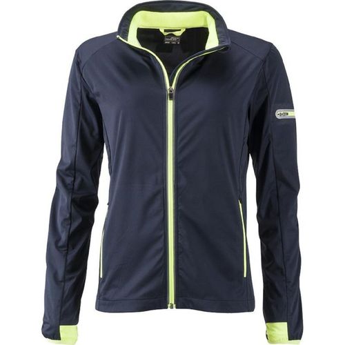 Veste Softshell Sport - Femme - Jn1125 - Bleu Marine Et Jaune Vif