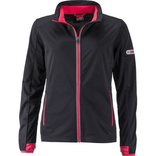 Veste Softshell Sport - Femme - Jn1125 - Noir Et Rouge