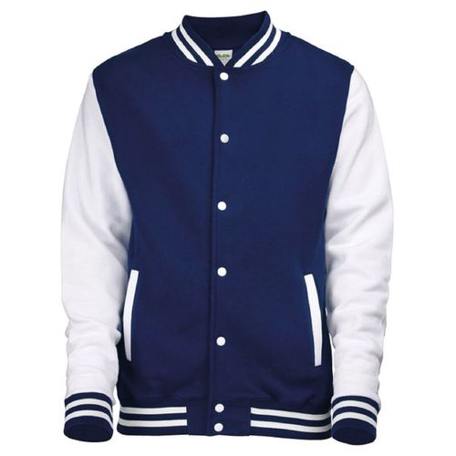 Veste Teddy Style Collège Américain Université - Jh043 - Bleu Marine Et Blanc