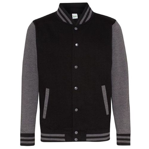 Veste Teddy Style Collège Américain Université - Jh043 - Noir Et Gris Foncé