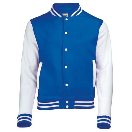 Veste Teddy Style Collège Américain Université - Jh043 - Bleu Roi Et Blanc