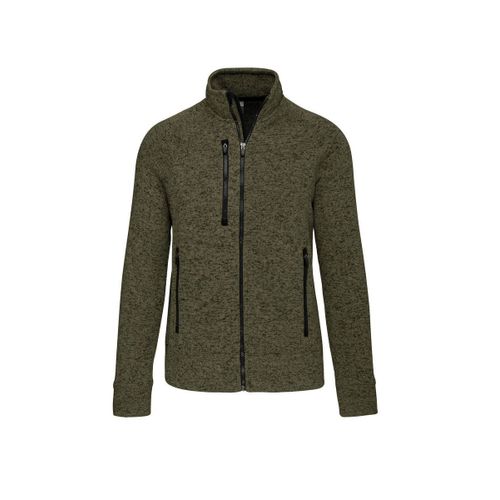 Veste Chinée Ouverture Zippée - Femme - K9107 - Vert Kaki Mélange