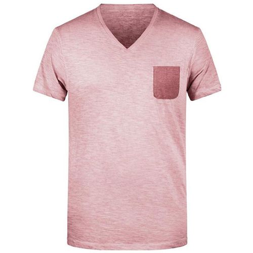 T-Shirt Bio Col V - Homme - 8016 - Rose Pastel