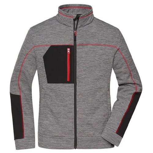 Veste De Travail Polaire Workwear - Femme - Jn1817 - Gris Carbone Mélange Rouge