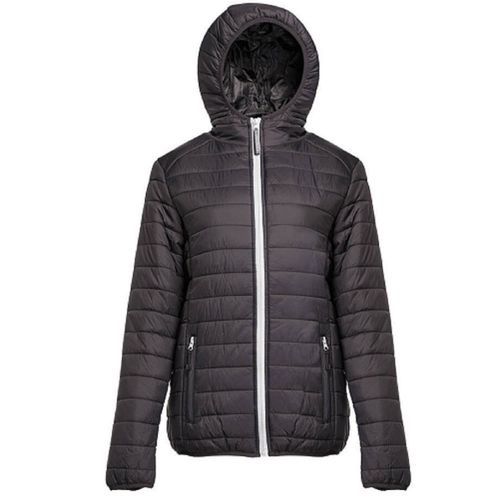 Doudoune Légère À Capuche - Femme - Pk763 - Noir Et Blanc