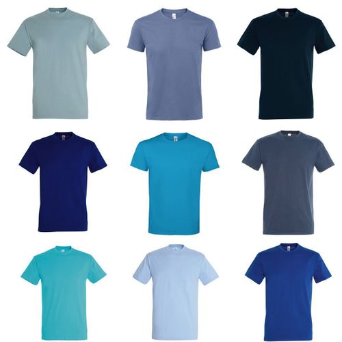 Lot 9 T-Shirts Manches Courtes - Homme - Dégradé De Bleu