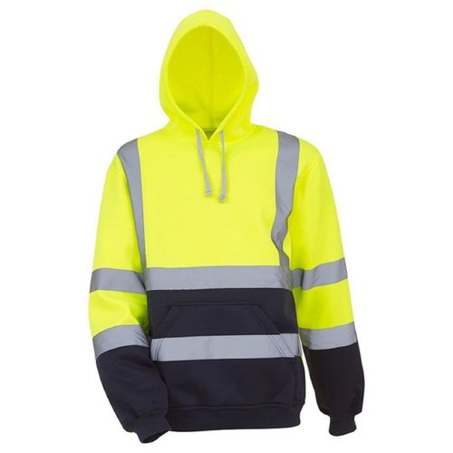 Sweat-Shirt De Sécurité À Capuche Jaune Fluo Et Bleu Marine - Hvk05