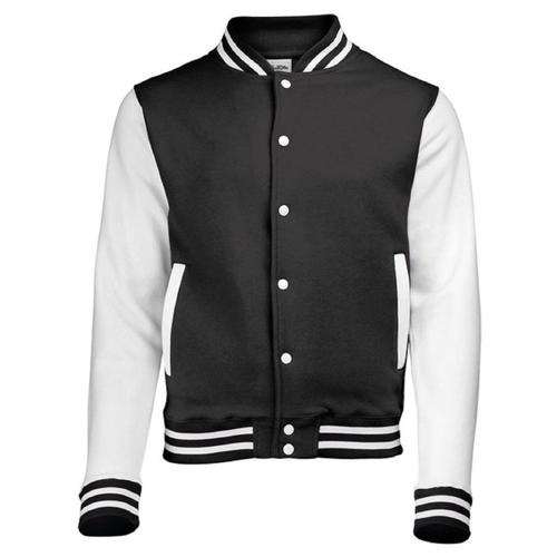 Veste Teddy Style Collège Américain Université - Jh043 - Noir Et Blanc