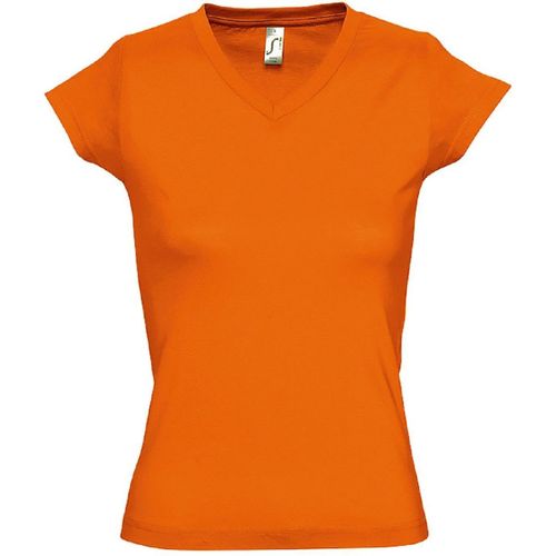 T-Shirt Manches Courtes Col V - Femme - 11388 - Orange
