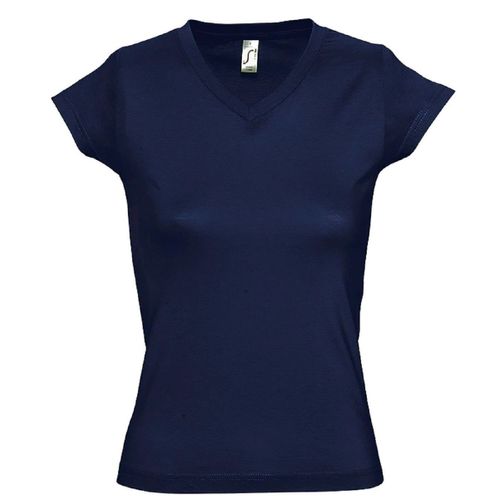 T-Shirt Manches Courtes Col V - Femme - 11388 - Bleu Marine