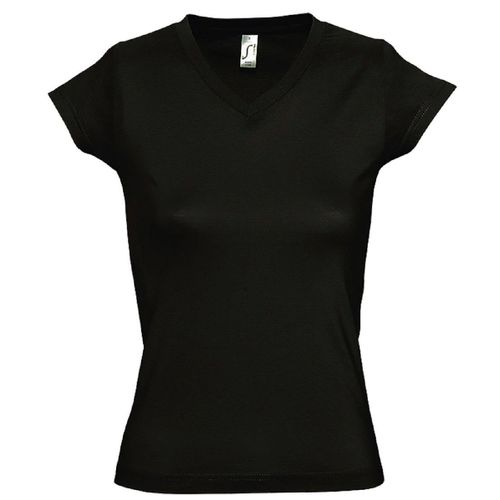 T-Shirt Manches Courtes Col V - Femme - 11388 - Noir