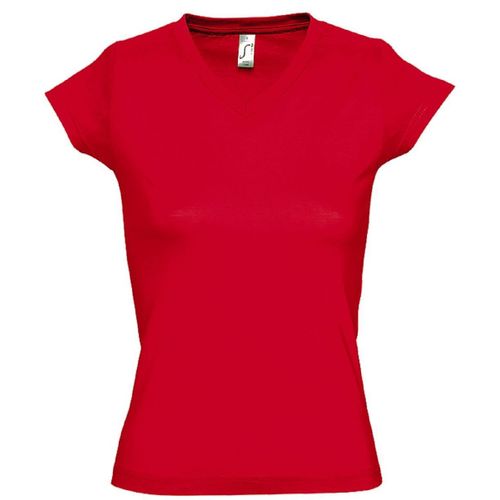 T-Shirt Manches Courtes Col V - Femme - 11388 - Rouge