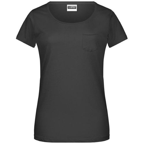 T-Shirt Bio Col Rond Poche Poitrine - Femme - 8003 - Noir