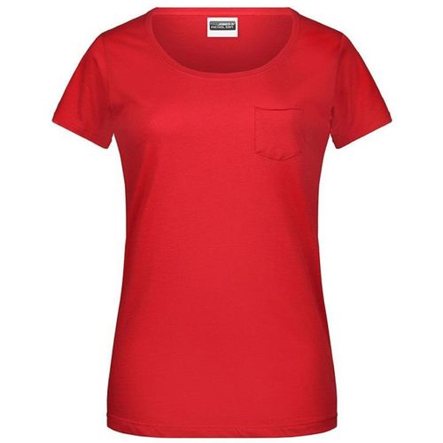 T-Shirt Bio Col Rond Poche Poitrine - Femme - 8003 - Rouge