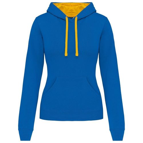 Sweat À Capuche Contrastée - Femme - K465 - Bleu Roi Et Jaune