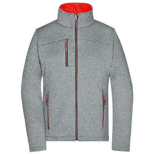 Veste Softshell - Femme - Jn1147 - Gris Chiné Et Rouge