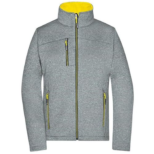 Veste Softshell - Femme - Jn1147 - Gris Chiné Et Jaune