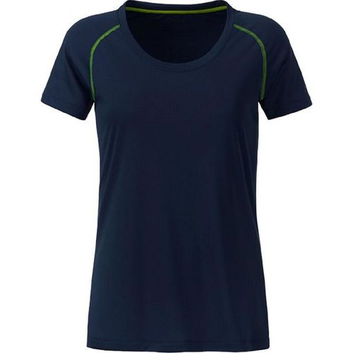 Maillot Running Respirant - Femme - Jn495 - Bleu Marine Et Jaune Vif