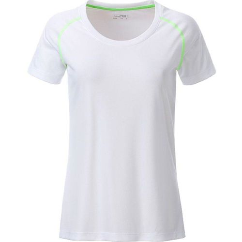 Maillot Running Respirant - Femme - Jn495 - Blanc Et Vert Vif