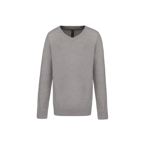 Pull Col V Pour Enfant - K9109 - Gris