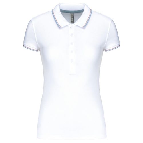 Polo Manches Courtes - Femme - K251 - Blanc - Bleu Ciel - Gris