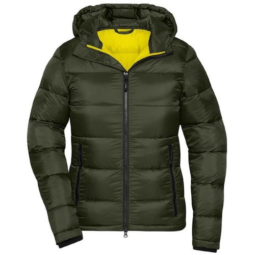 Doudoune Matelassée - Femme - Jn1167 - Vert Forêt Et Jaune