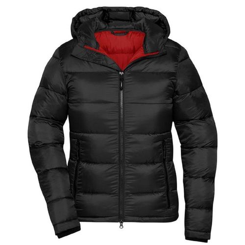 Doudoune Matelassée - Femme - Jn1167 - Noir Et Rouge