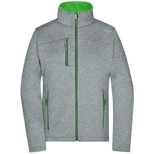 Veste Softshell - Femme - Jn1147 - Gris Chiné Et Vert