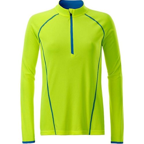 Maillot Running Respirant Manches Longues - Femme - Jn497 - Jaune Et Bleu Vif