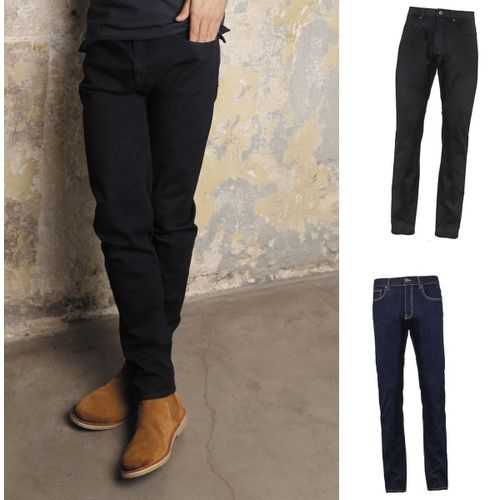 Lot 2 Pantalons Jean Stretch Confort Homme - 03180 - Noir Et Bleu Denim