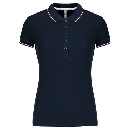 Polo Manches Courtes - Femme - K251 - Bleu Marine - Rouge Vin - Blanc