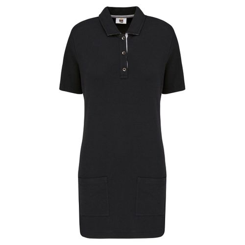 Polo De Travail Long - Femme - Wk209 - Noir Et Gris