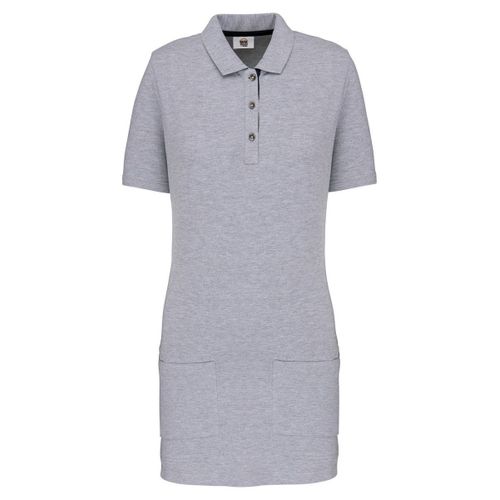 Polo De Travail Long - Femme - Wk209 - Gris Chiné Et Marine