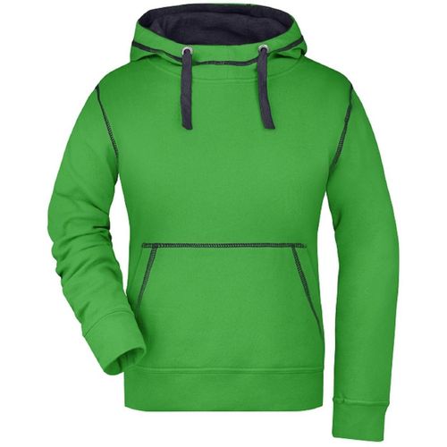 Sweat Shirt À Capuche Femme - Jn960 - Vert Et Marine