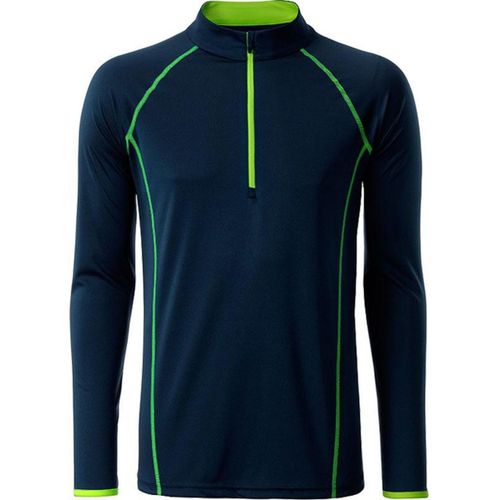 Maillot Running Respirant Manches Longues - Homme - Jn498 - Bleu Marine Et Jaune Vif